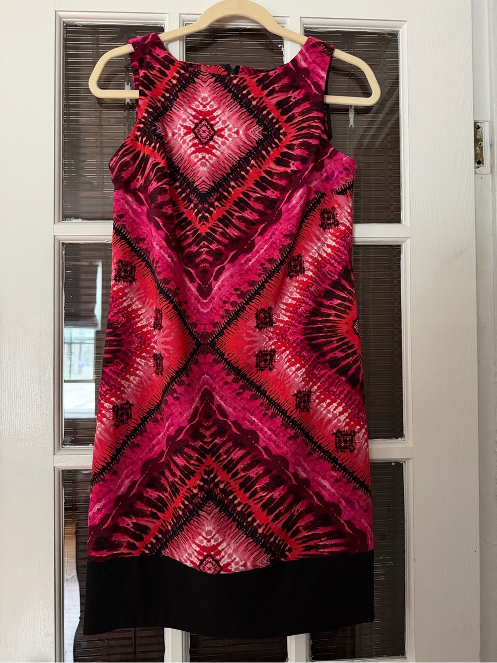 AB Studio Women’s 4 Red Pink Black Sleeveless Sheath Dress | SKU 0178